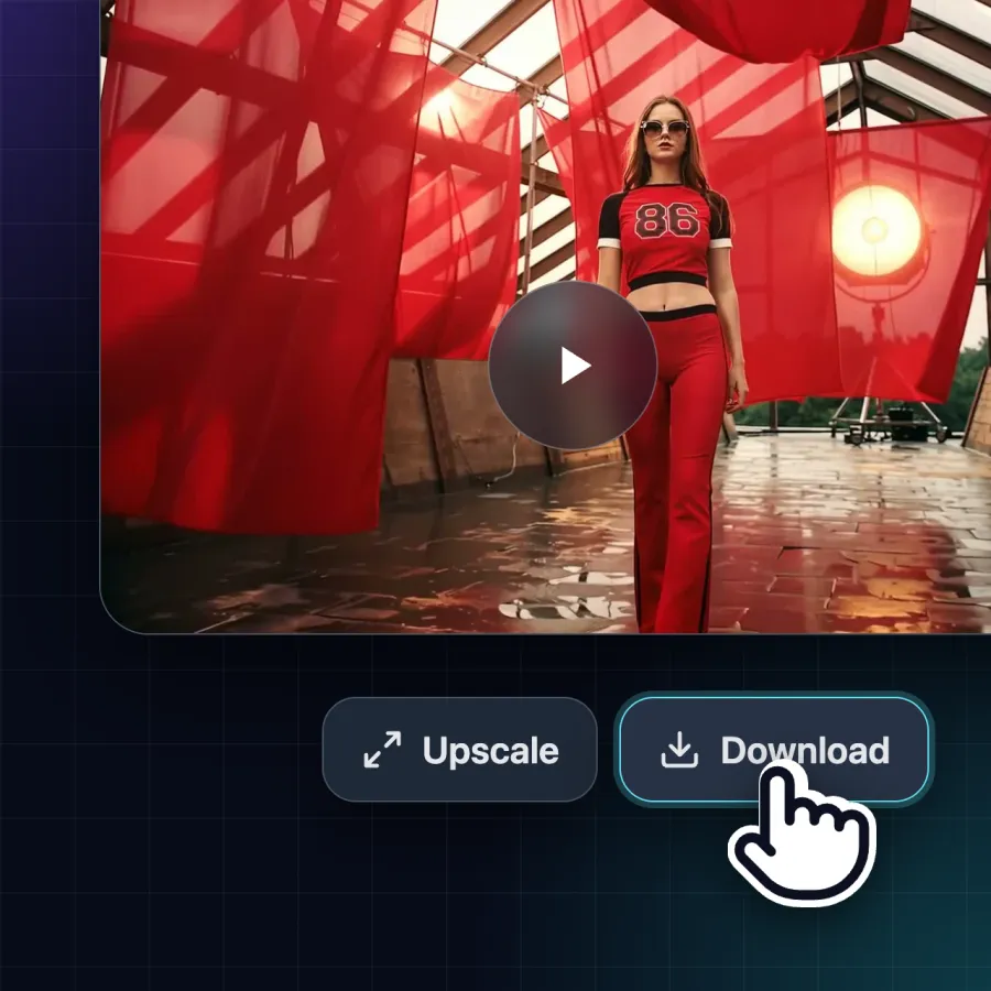 Result controls with Upscale and Download